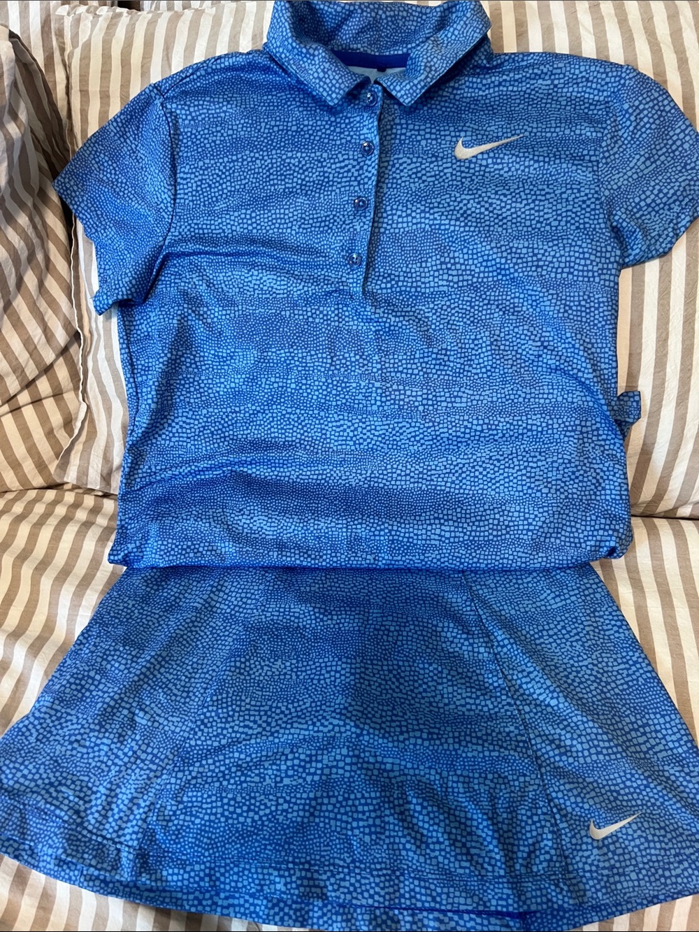 Nike Girls Blue Golf skort and collared shirt matching set